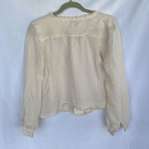 Molly Bracken RUFFLED COLLAR BLOUSE size M Ivory Color - Picture 10 of 10